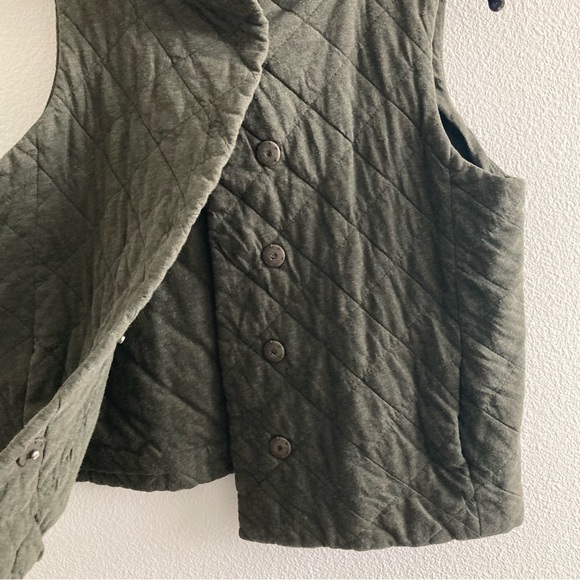 Eileen Fisher Quilted Cotton Fine Jersey Melange Green Vest Fall Winter Minimal - Picture 3 of 10